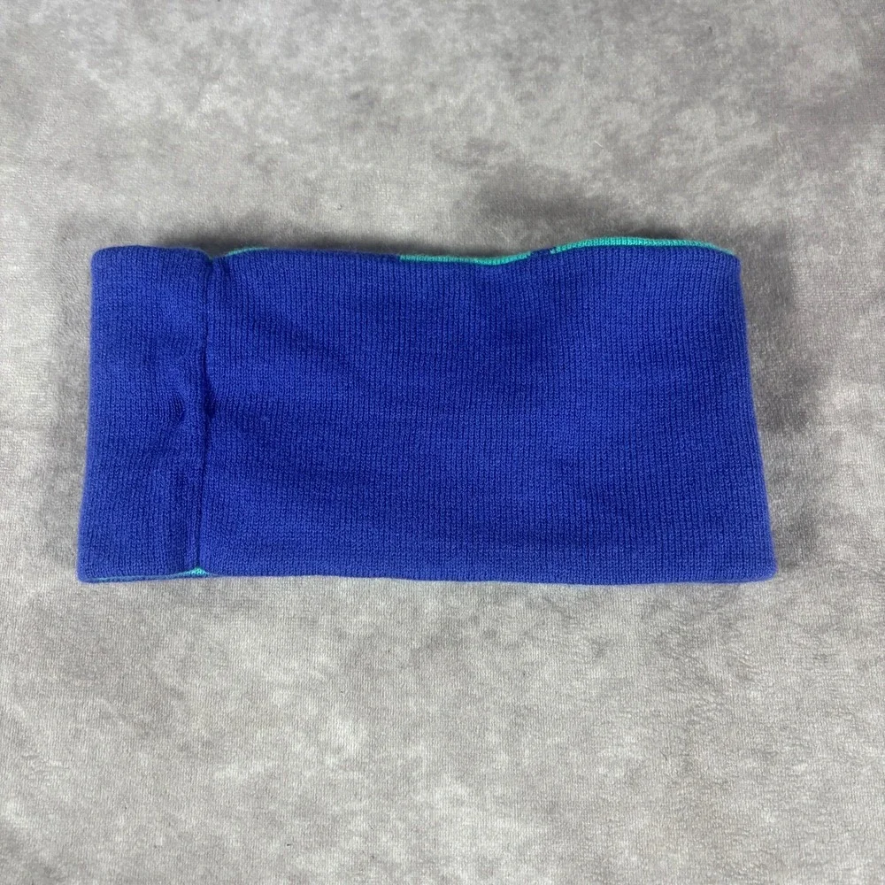 The North Face Headband Women OS Teal Navy Reversible Knit Logo Ear Warmer Sport